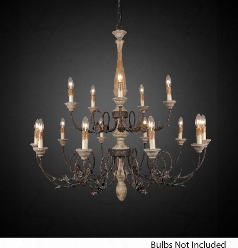 Lr7026-43 43" Chandelier With 16 Lights E12 Bulb With Max 40 Watts And Iron And Wood