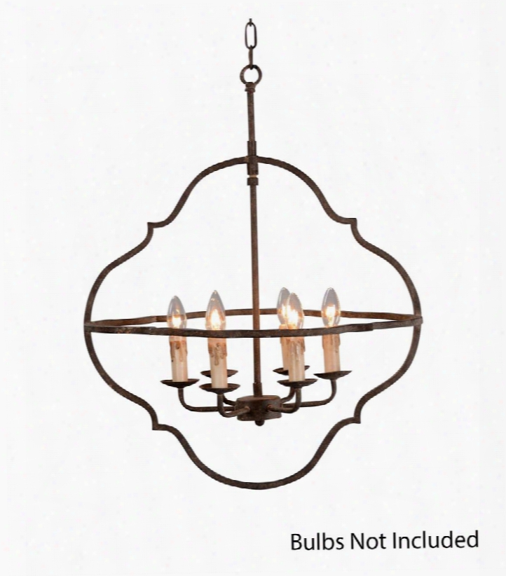 Lr7086-24 24" Chandelier With 6 Lights Supports E12 Bulb With Max 40 Watts And Iron Construction In Antique Sand