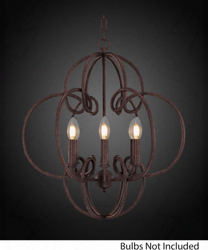 Lr7087-28 28" Chandelier With 6 Lights Supports E12 Bulb With Max 40 Watts And Iron Construction In Antique Rust