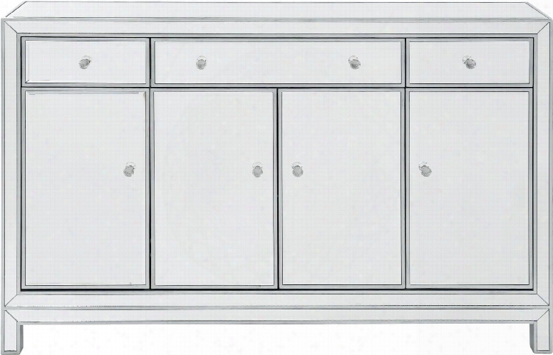 Mf72001 Buffet Cabinet 3 Drawers 4 Doors 56"w X 13"d X 36"h In Antique Silver