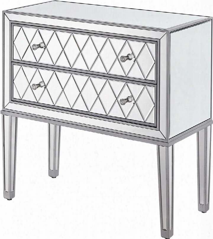 Mf72045 Nightstand 2 Drawers 34"w X 16"d X 34"h In Antique Silver
