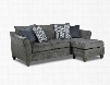 6485-03SC ALBANY SLATE 90" Sofa and Chaise Base with Flared Rolled Arms Plush Seat Cushions Toss Pillows Included and Soft Woven Chenille Fabric