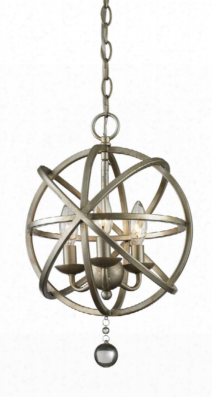 Acadia 415-12 12" 3 Light Pendant Contemporary Metropolitanhave Steel Frame With Antique Silver