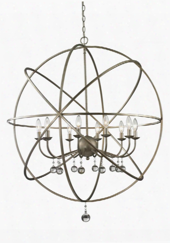 Acadia 415-36 36" 10 Light Pendant Contemporary Metropolitanhave Steel Frame With Antique Silver