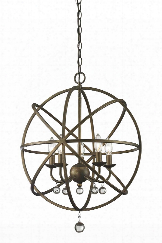 Acadia 416-20 20" 5 Light Pendant Contemporary Metropolitanhave Steel Frame With Golden Bronze