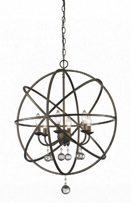 Acadia 416-24 24" 6 Light Pendant Contemporary Metropolitanhave Steel Frame With Golden Bronze