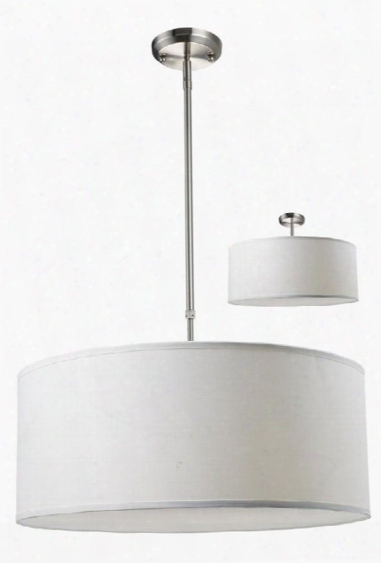 Albion 171-24w-c 24" 3 Light Pendant Contemporary Metropolitanhave Steel Frame With Brushed Nickel Finish In White