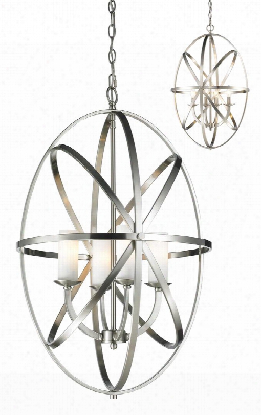 Aranya 6027-4l-bn 19.69" 4 Light Pendant Contemporary Metropolitanhave Steel Frame With Brushed Nickel Finish In Matte