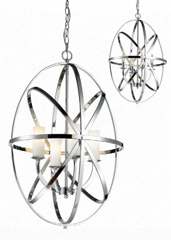 Aranya 6027-4l-ch 19.69" 4 Light Pendant Contemporary Metropolitanhave Steel Frame With Chrome Finish In Matte