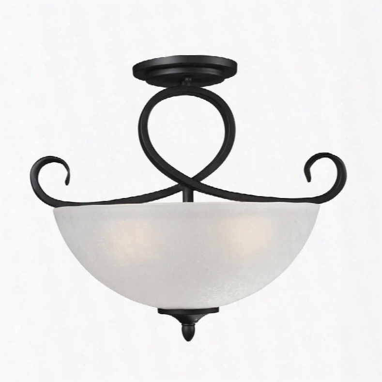 Arshe 603sf 16" 3 Light Semi-flush Mount Transitional Fusionhave Steel Frame With Caf Bronze Finish In White