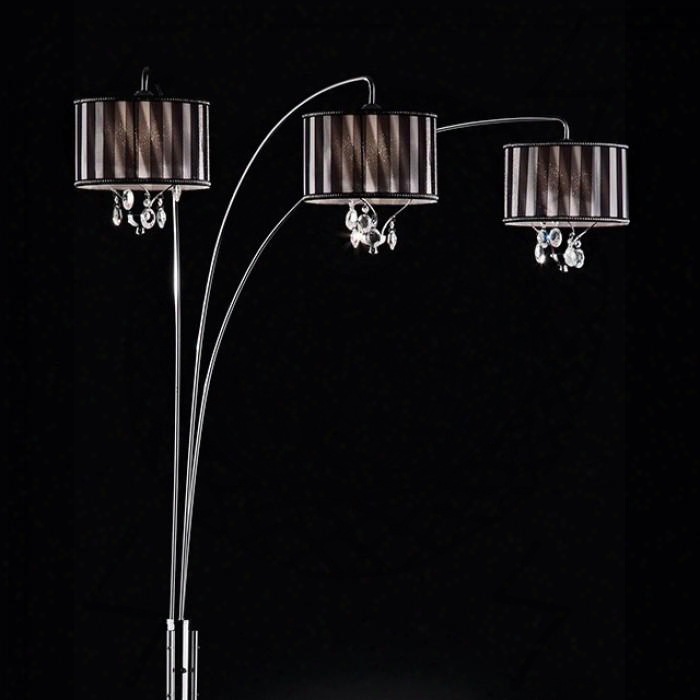 Arya L95123a Arch Lamp With Crystal Lamp Metal Base Black Sheer Ribbon Hade: 10" X 10" X 6.50" Max Watt: 40w Each In