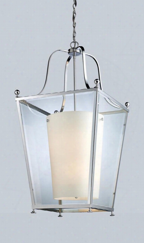 Ashbury 178-6 18.5" 6 Light Pendant Coastal Nautical Seasidehave Steel Frame With Chrome Finish In Clear Beveled Outside; Matte Opal