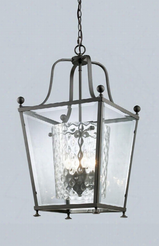 Ashbury 179-3 10.875" 3 Light Pendant Coastal Nautical Seasidehave Steel Skeleton With Bronze Finish In Clear Beveled Outside; Clear Hammered