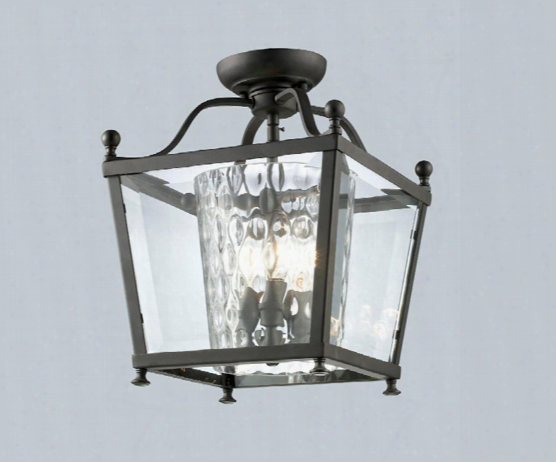 Ashbury 179-3sf-s 10.875" 3 Light Semi-flush Mount Coastal Nautical Seasidehave Steel Frame With Bronze Finish In Clear Beveled Outside; Clear Hammered
