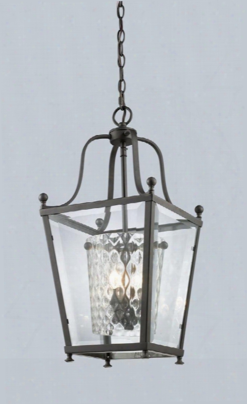 Ashbury 179-4 15.5" 4 Light Pendant Coastal Naitical Seasidehave Steel Frame With Bronze Finish In Clear Beveled Outside; Clear Hammered