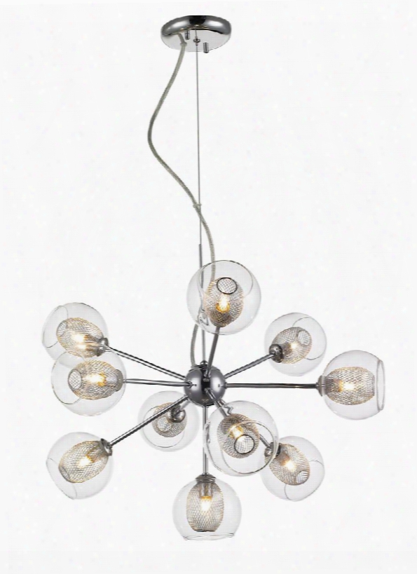 Auge 905-10c 22.5" 10 Light Chandelier Modern Retrohave Steel Frame With Chrome Finish In Clear And