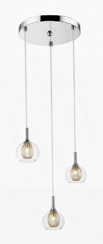 Auge 905-3 12.6" 3 Light Pendant Moder N Retrohave Steel Frame With Chrome Finish In Clear And