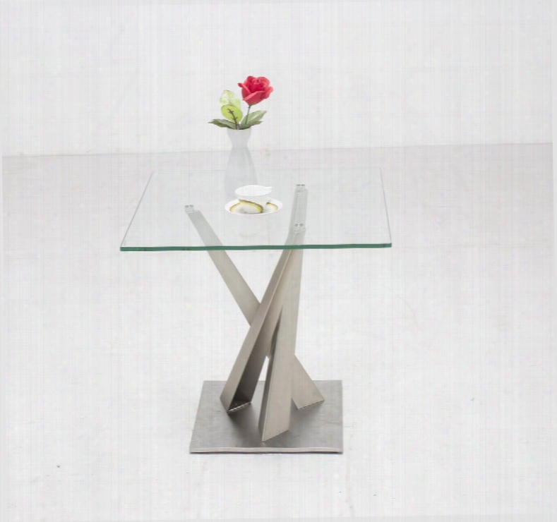 Averie-lt Averie Lamp Table With Tempered Glass Top And Geometric Pedestal In Brushed