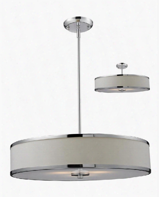 Cameo 164-24 23.63" 3 Light Convertible Pendant Contemporary Metropolitanhave Steel Frame With Chromefinish In White