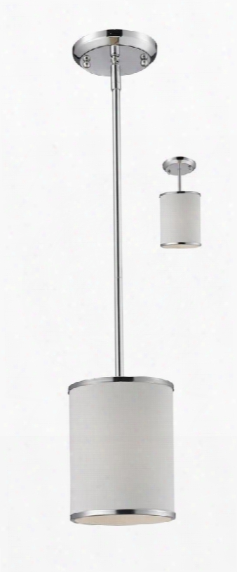 Cameo 164-6 6" 1 Light Convertible Pendant Contemporary Metropolitanhave Steel Frame With Chrome Finish In White