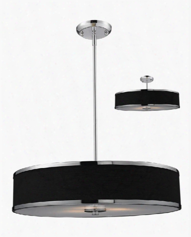 Cameo 168-24 23.63" 3 Light Convertible Pendant Contemporary Metropolitanhave Steel Frame With Chrome Finish In