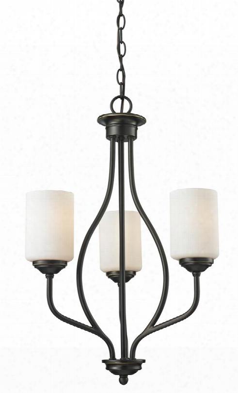 Cardinal 414-3 18" 3 Light Chandelier Transitional Fusionhave Steel Frame With Olde Bronze Finish In Matte