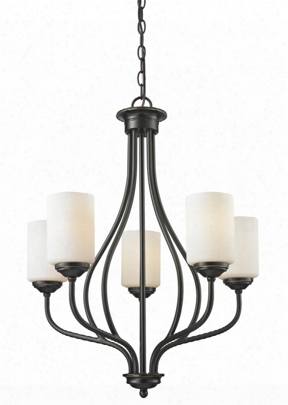 Cardinal 414-5 23" 5 Light Chandelier Transitional Fusionhave Steel Frame With Olde Bronze Finish In Matte