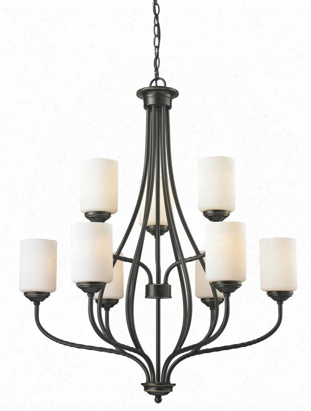 Cardinal 414-9 30" 9 Light Chandelier Transitional Fusionhave Steel Frame With Olde Bronze Finish In Matte