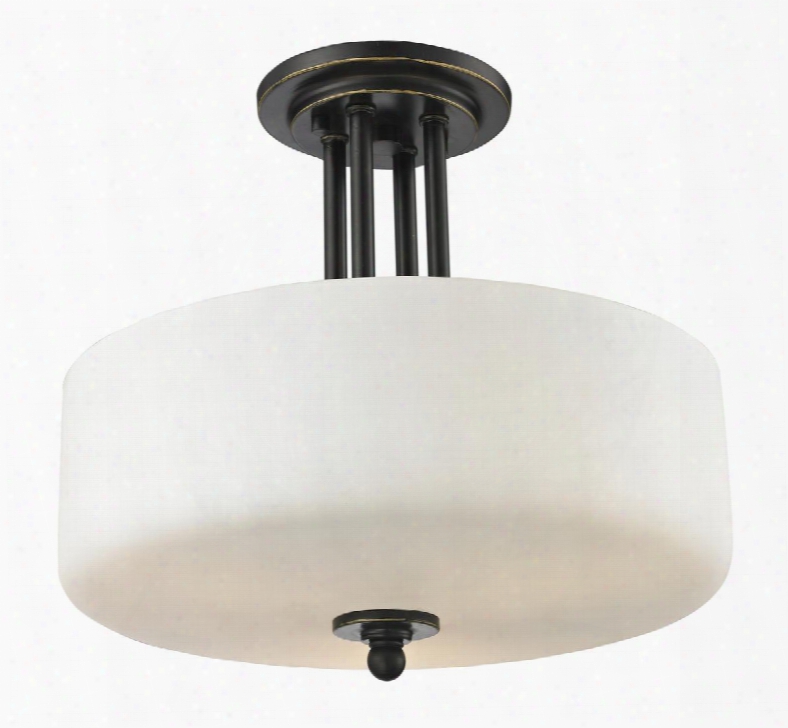 Cardinal 414sf 13" 3 Light Semi Flush Mount Transitional Fusionhave Steel Frame With Olde Bronze Finish In Matte