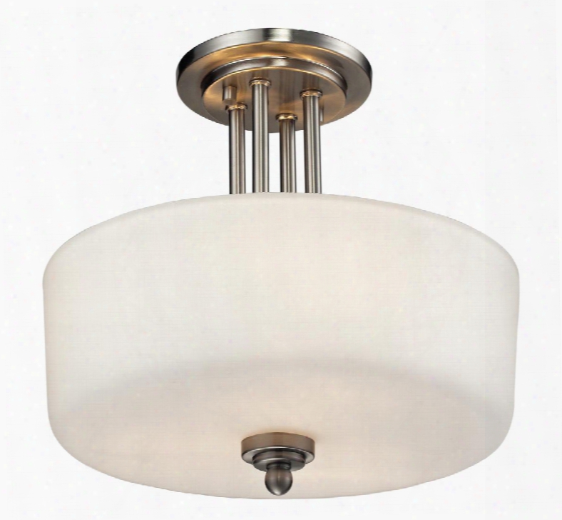 Cardinal 434-sf-bn 13" 3 Light Semi-flush Mount Transitional Fusionhave Steel Frame With Brushed Nickel Finish In Matte