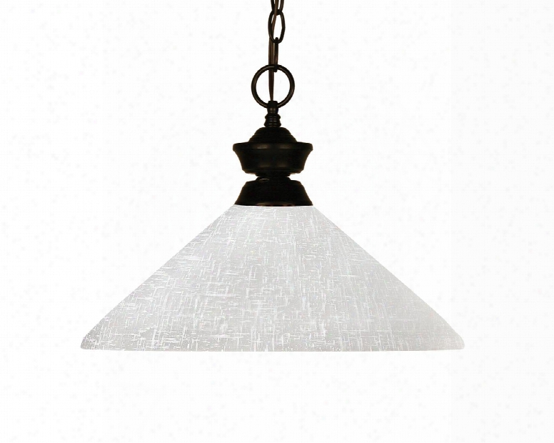 Challenger 100701brz-awl14 14" 1 Light Pendant Traditional Classicalhave Steel Frame W1th Bronze Finish In White