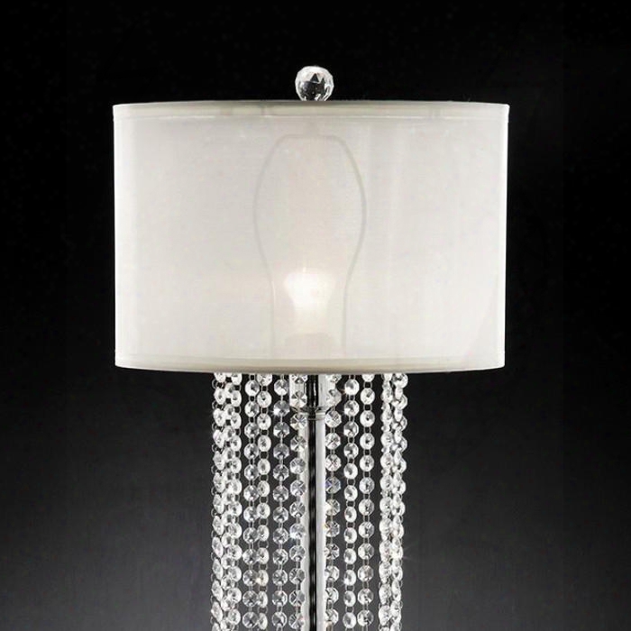 Claris L99142t Table Lamp With Chrome Base Ivory Shade Shade Size: 13.75" X 13.75 X 9.00" Crystal Stings In