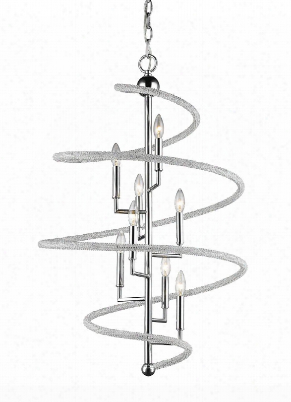 Czarina 3001-8ch 26" 8 Light Pendant Cnotemporary Metropolitanhave Metal Frame With Chrome Finish In Clear And