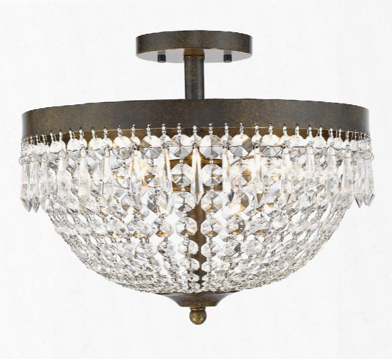 Danza 431sf4-gb 15" 4 Light Semi Flush Mount Contemporary Metropolitanhave Steel Frame With Golden Bronze Finish In