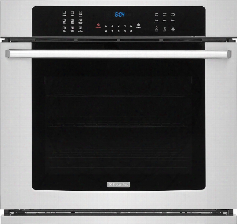 Ei30ew38ts 30" Single Wall Oven With 5.1 Cu. Ft. Capacity Dual-fan Convection Steam Clean Option Luxury-design Lighting In Stainless