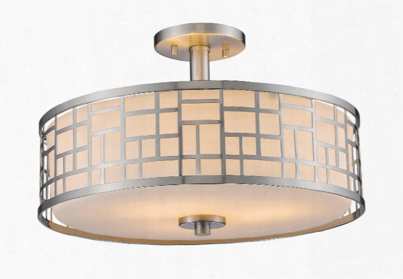 Elea 330-sf16-bn 16.25" 3 Light Semi-flush Mount Transitional Fusionhave Steel Frame With Brushed Nickel Finish In Matte