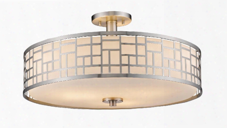 Elea 330-sf20-bn 20.5" 3 Light Semi-flush Moun Ttransitional Fusionhave Steel Frame With Brushed Nickel Finish In Matte