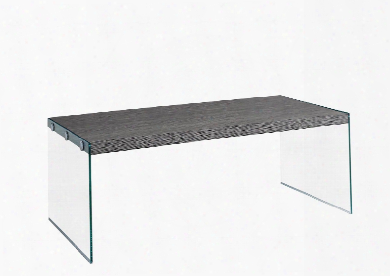 I 3220 44" Coffee Table With 8mm Glass Legs And Paneled Table Ttop In