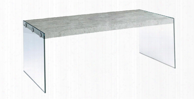 I 3230 44" Coffee Table With Tempered Glass Base And Paneled Construction In Grey