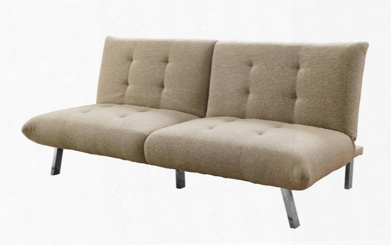 I 8969 70" Click Prate Futon With Split Back Angled Chrome Legs And Linen Fabric Upholstery In