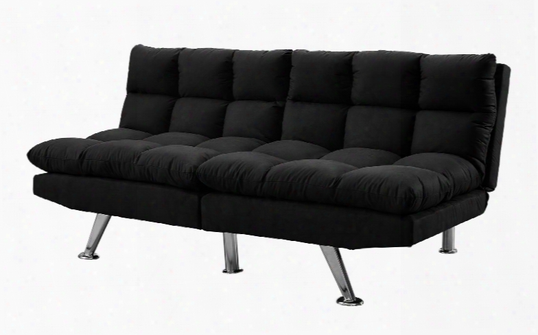 I 8990 70" Click Clack Futon With Split Back Angled Chrome Legsand Micro-suede Upholstery In