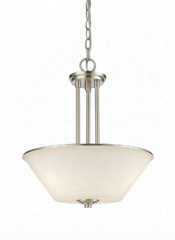 Jarra 432p-bbn 15" 3 Light Pendant Transitional Fusionhave Steel Frame With Brushed Nickel Finish In Matte