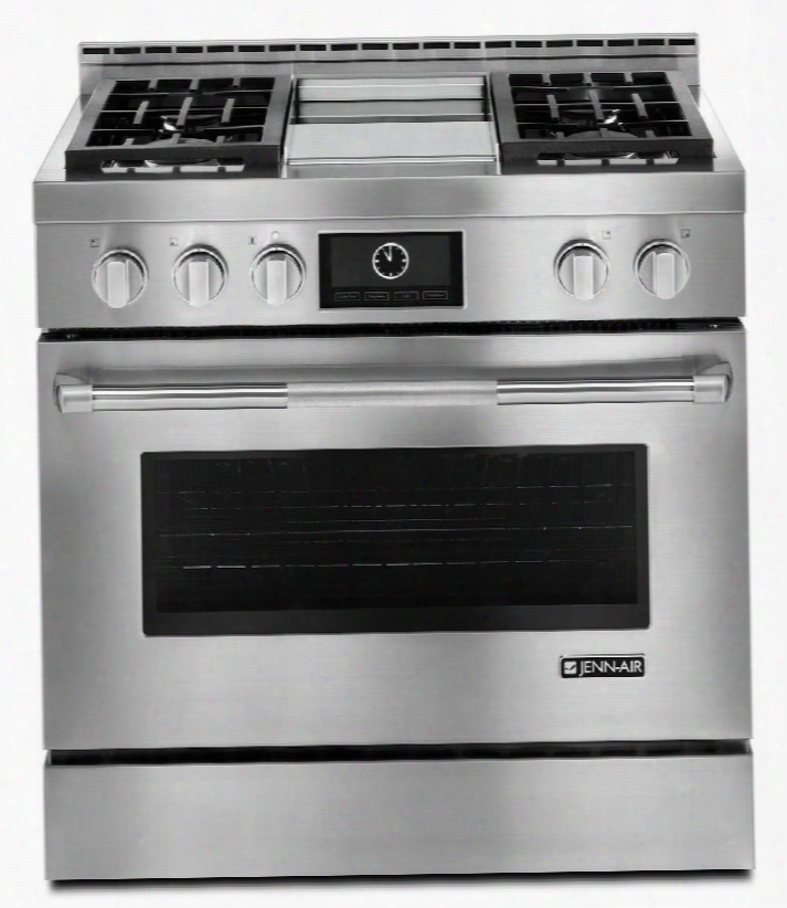 Jdrp536wp 36" Pro-style Dual Fuel Range With Multimode Convection 4 Sealed Burners Closed-door Broiling 5 000 Btu Simmer Burner And Cast Iron Grates In