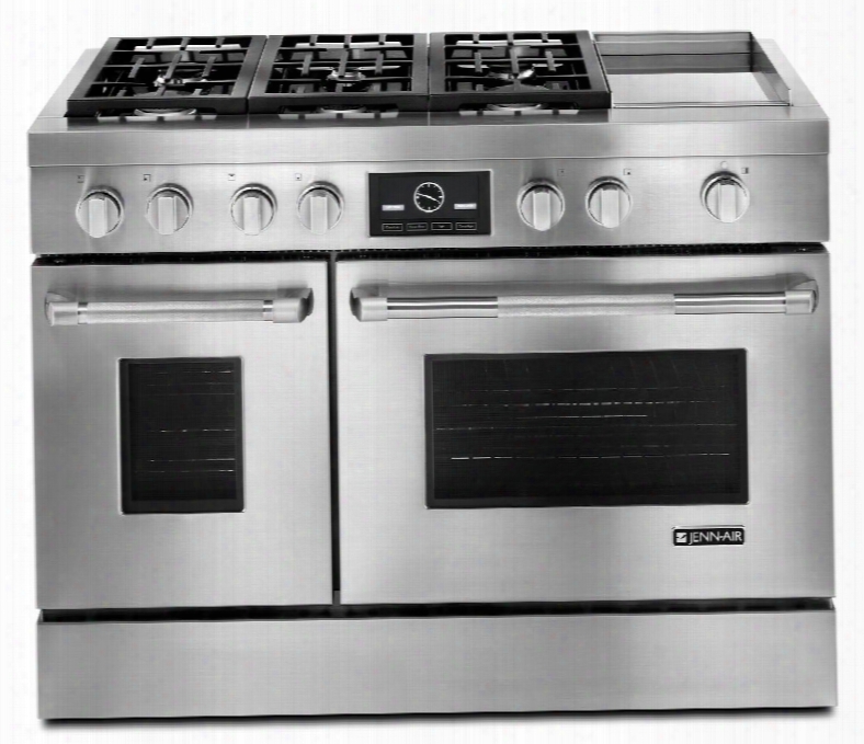 Jdrp548wp 48" Pro-style Dual Fuel Range With Multimode Convection 6 Sealed Burners Closed-door Broiling 5 000 Btu Simmer Burner And Cast Iron Grates In