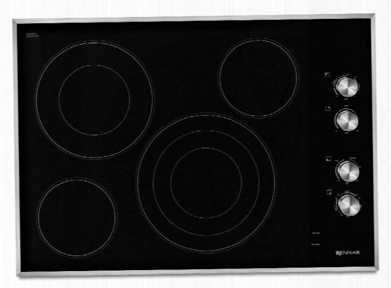 Jec3430bs 30" Electric Cooktop With 4 Elements Elegant Beveled Edge Black Floating Glass Design Hot Surface Indicators In Stainless