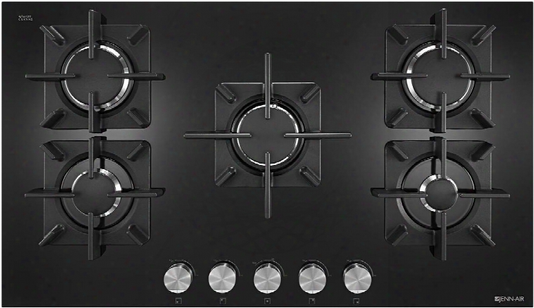 Jgc2536eb 36" Gas Cooktop With Glass Ceramic Surface 5 Sealed Burners 18000 Btu Dual Stacked Powerburner And Flame-sensing Re-ignition In