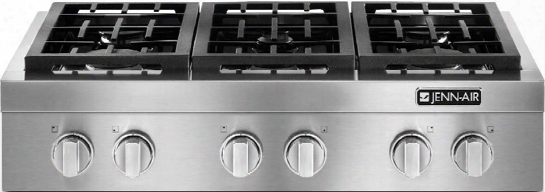 Jgcp436wp 36" Pro-style Gas Rangetop With 6 Sealed Burners Cast Iron Continuous Grates And Flame-sensing R E-ignition In Stainless