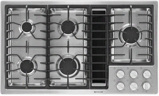 Jgd3536bs 36" Downdraft Gas Cooktop With 5 Sealed Burners 3 Speed Fan 425 Cfm Blower Knob Controls And Flame-sensing Re-ignition In Stainless