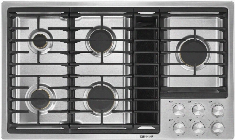 Jgd3536gs 36" Gas Downdraft Cooktop With 5 Sealed Burners Knob Controls 17000 Btu Ultra-high Output Burner And Melt Cap In Stainless