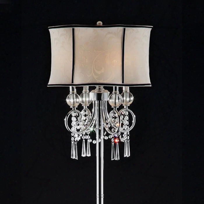 Juliana L95131f Floor Lamp With Crystal Lamp Metal Base With Polished Chrome Inish Shade Size: 18" X 18" X 9.5" Max Watt: 40 W Each In